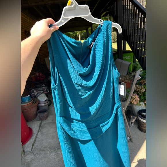 DKNY women’s sleeveless Cowlneck gathered midi dress- NWT - Picture 4 of 8